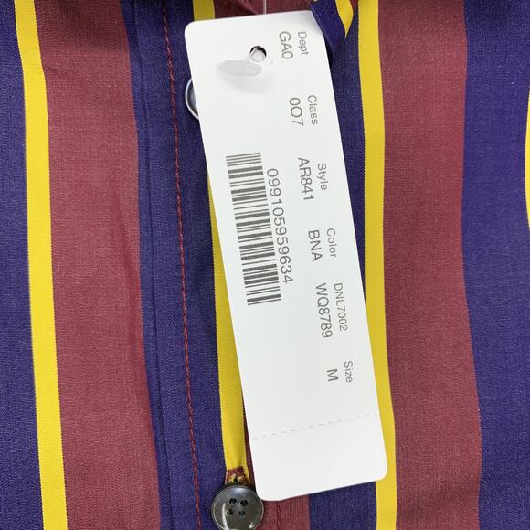 J.Crew Thomas Mason Shirting Billow Sleeve Perfect Shirt Sz M Maroon Blue Yellow - Picture 6 of 7